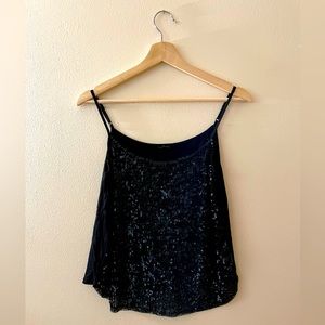 black sequin j crew tank